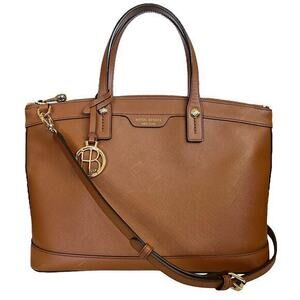 Henri Bendel West 57th Brown Saffiano Leather Satchel Crossbody Bag